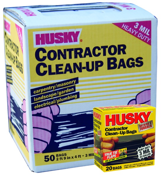  Husky Heavy Duty Clean-Up Trash Bag, Polyethylene